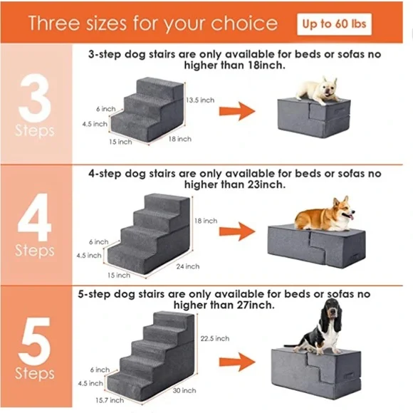 BRAND NEW- Dog Stairs for Small Dogs, 5-Step Dog Stairs for High Beds and Couch - Picture 3 of 7